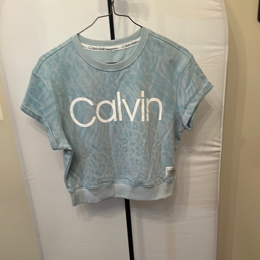Calvin Klein Light Blue Cropped Top